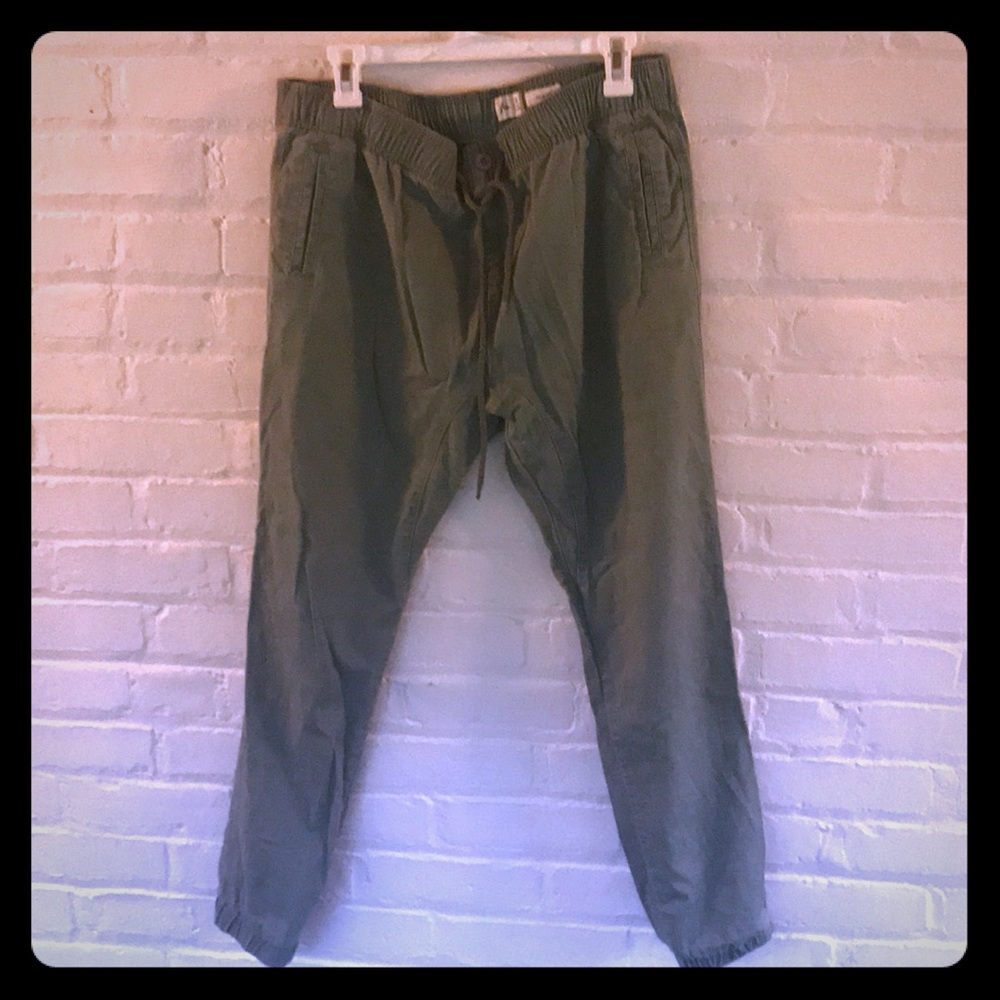 Army green denim material joggers